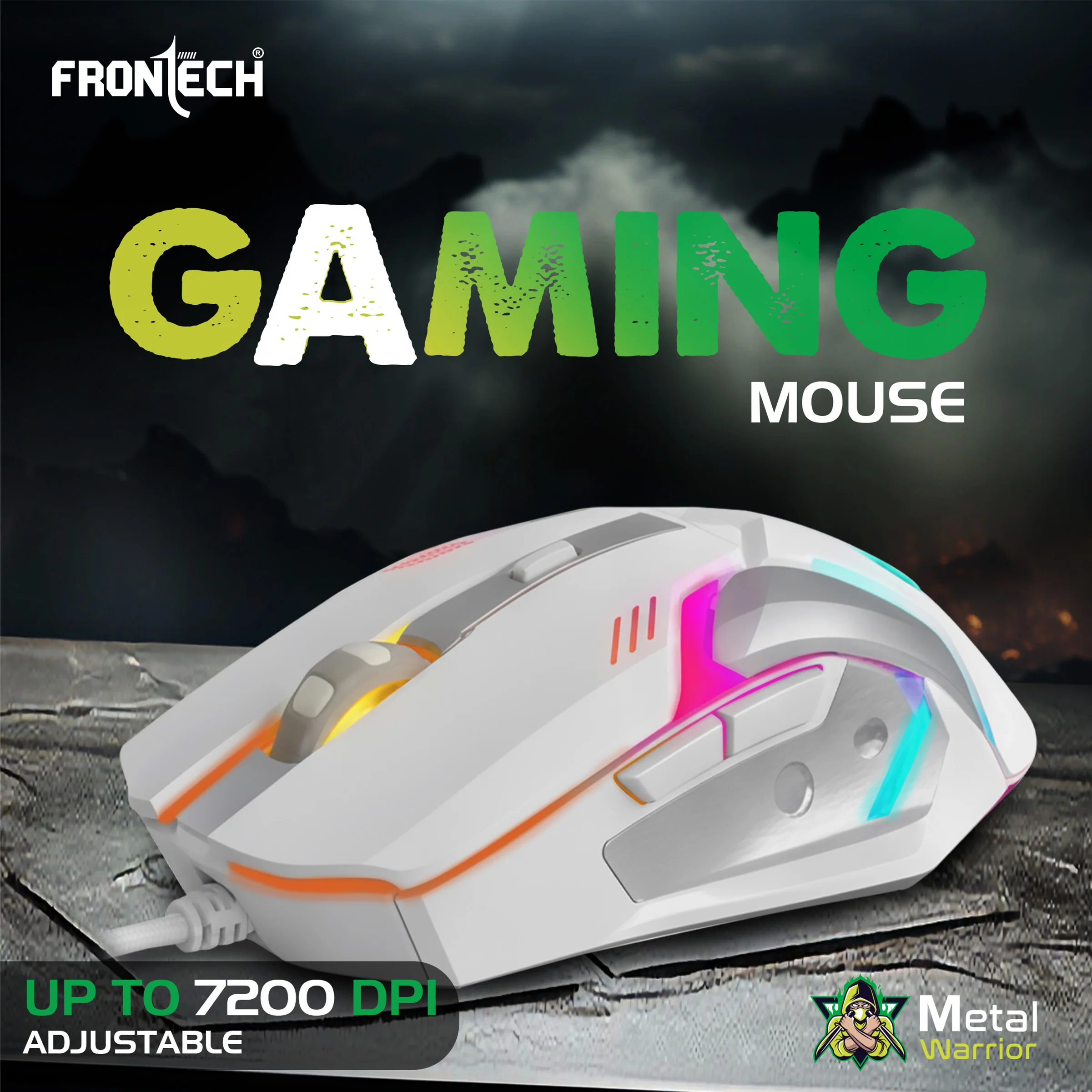 Frontech Metal Warrior Gaming Combo| Rainbow Backlit Aluminium Keyboard with 19 Anti-Ghosting Keys | 7200 DPI Adjustable Optical Mouse | Ergonomic Design | 1-Year Warranty - Image 5