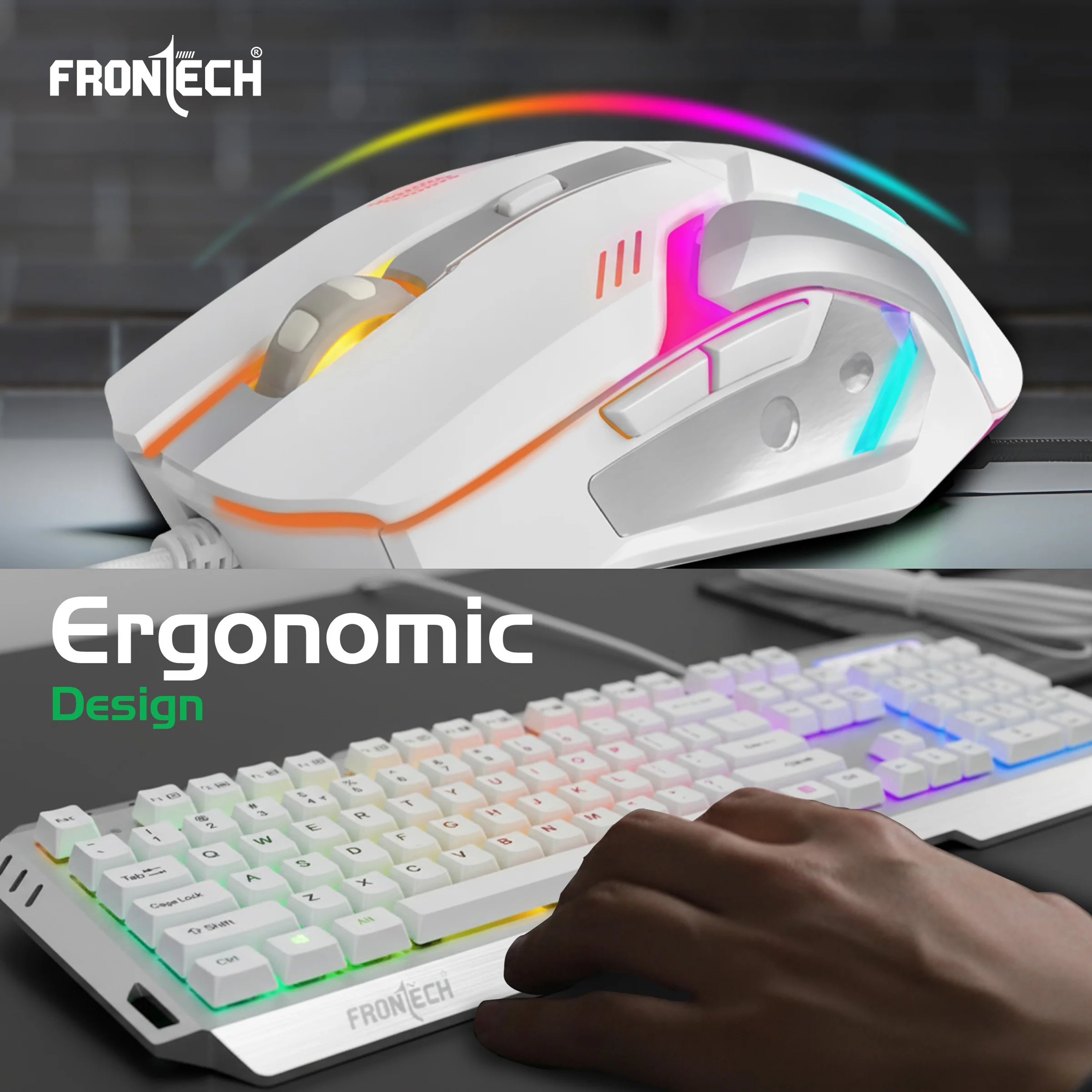 Frontech Metal Warrior Gaming Combo| Rainbow Backlit Aluminium Keyboard with 19 Anti-Ghosting Keys | 7200 DPI Adjustable Optical Mouse | Ergonomic Design | 1-Year Warranty - Image 8