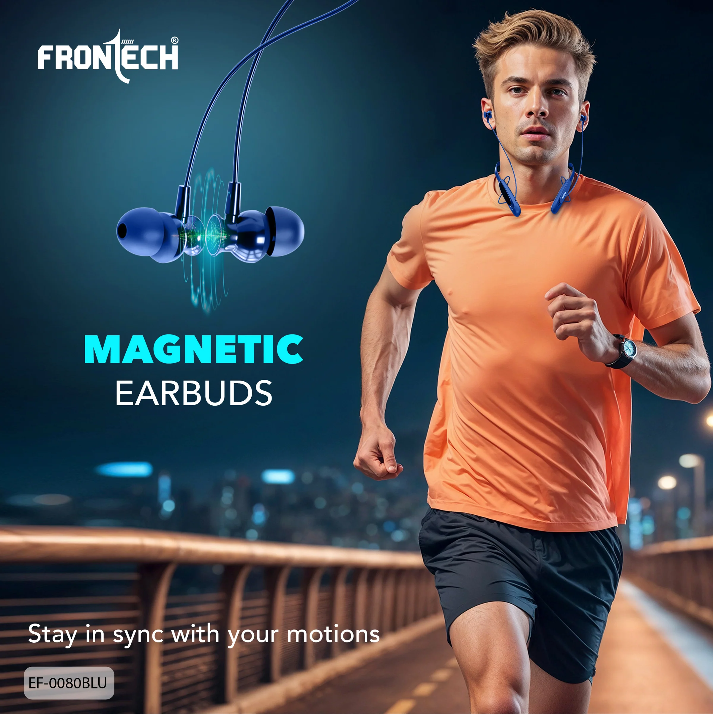 Frontech Onyx Wireless Neckband Bluetooth 5.0 Earphones | 36H Playtime| 200mAh Battery| Type-C Fast Charging| Magnetic Earbuds| Premium Sound Quality - Image 6