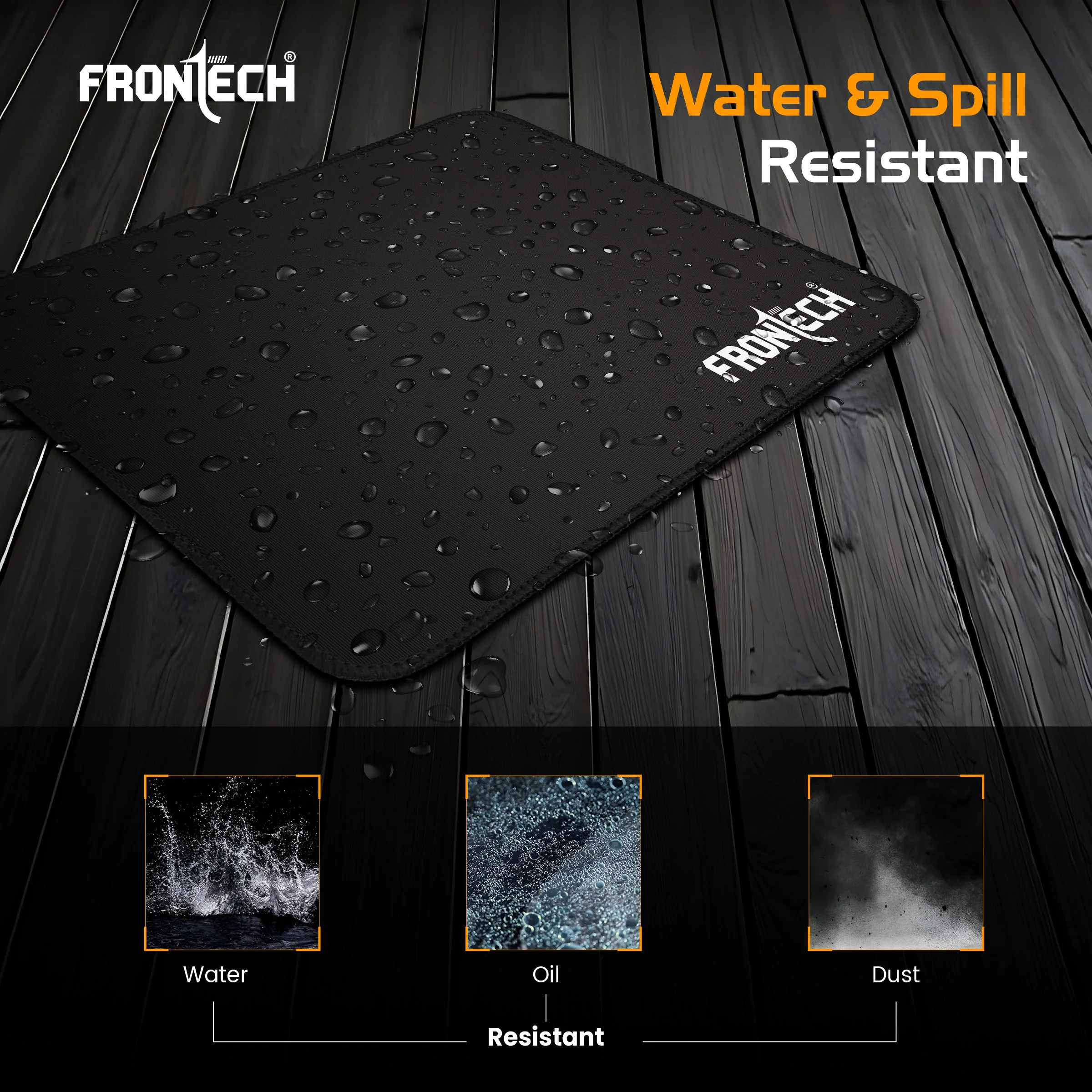 Frontech Premium Computer Mouse Pad – 260mm x 210mm x 3mm | Anti-Slip Rubber Base | Water-Resistant | Micro-Textured Surface with Stitched Edges (MSP-0061) - Image 4