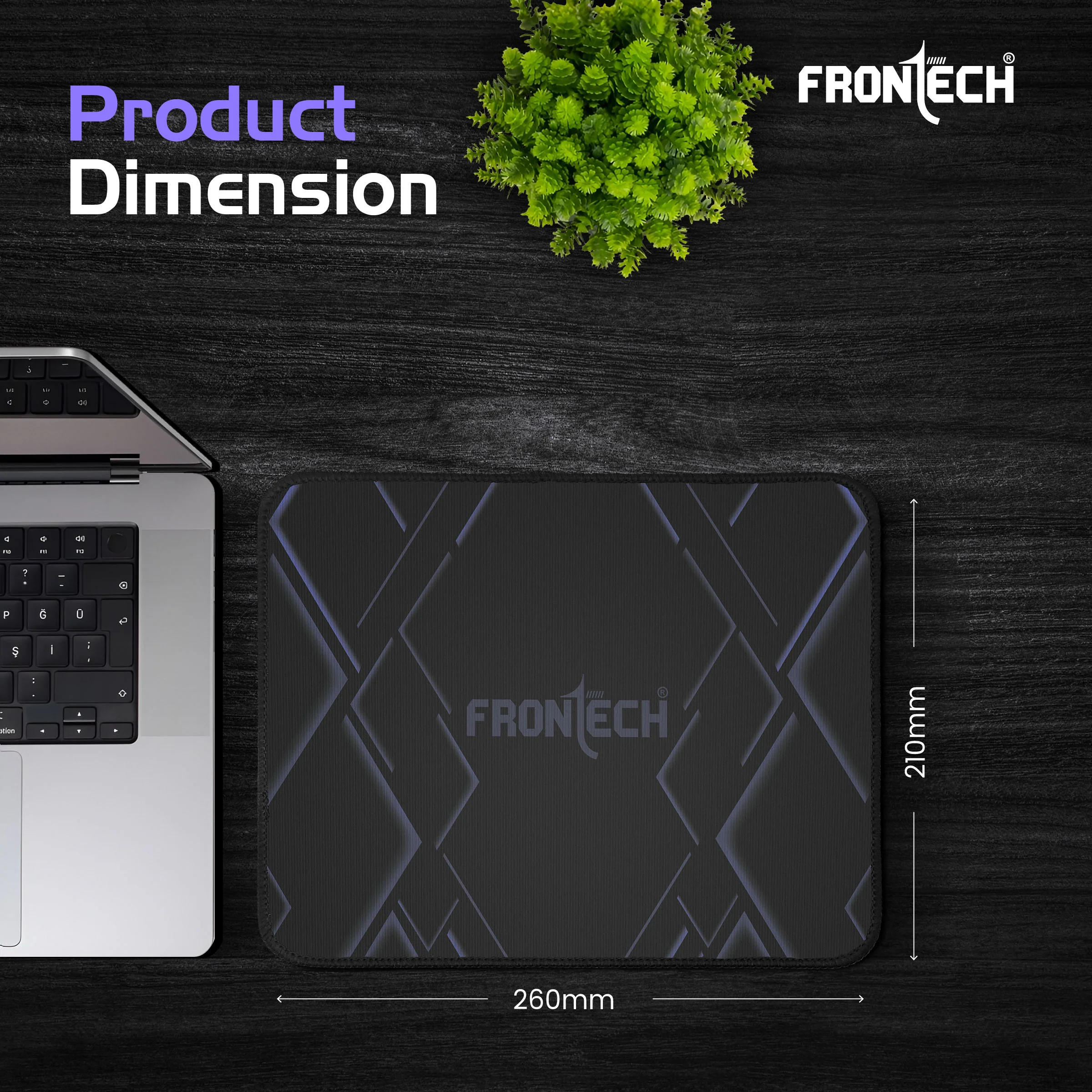 Frontech Premium Computer Mouse Pad – 260mm x 210mm x 3mm | Anti-Slip Rubber Base | Water-Resistant | Micro-Textured Surface with Stitched Edges (MSP-0061A) - Image 7