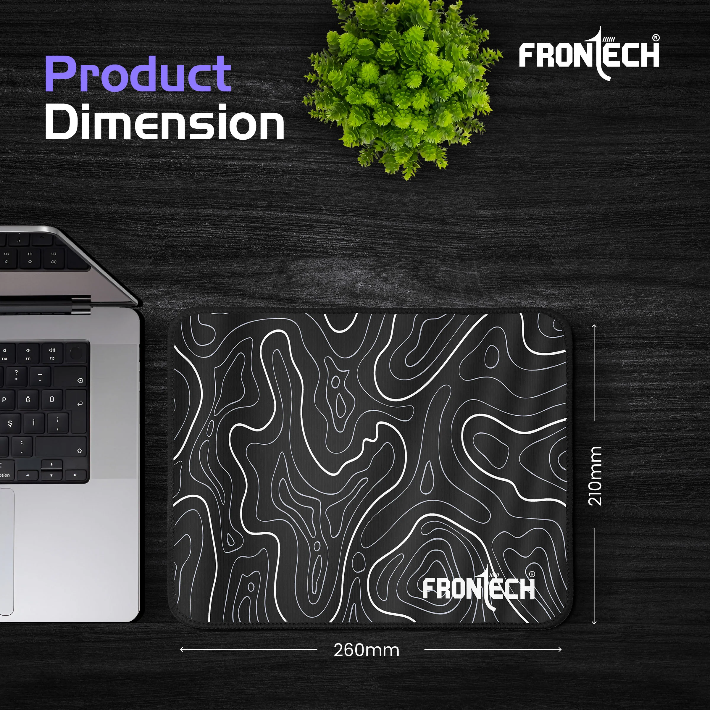 Frontech Premium Computer Mouse Pad – 260mm x 210mm x 3mm | Anti-Slip Rubber Base | Water-Resistant | Micro-Textured Surface with Stitched Edges (MSP-0061C) - Image 7