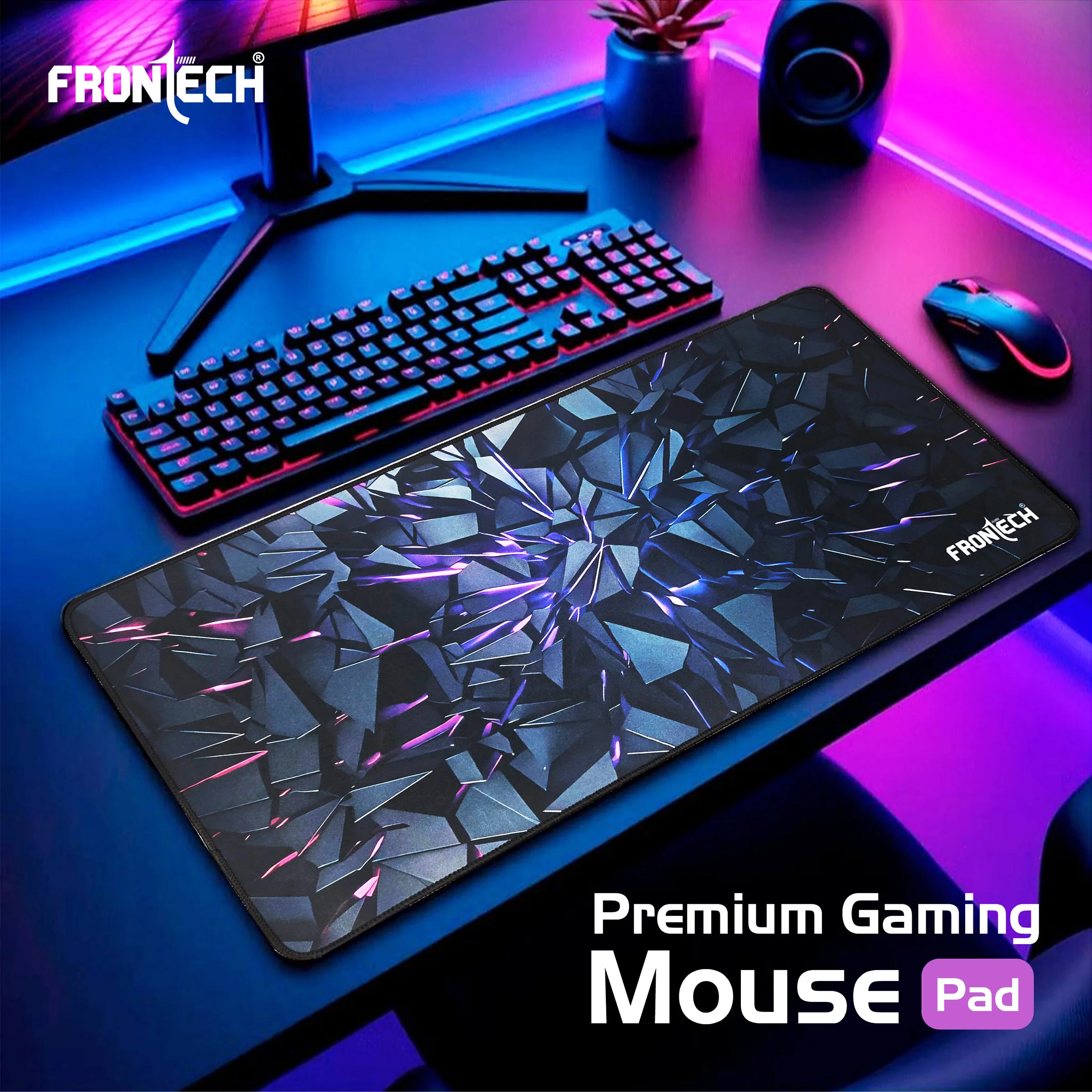 Frontech Premium Extended Gaming Mouse Pad | Anti-Slip Rubber Base | Water & Spill Resistant | Stitched Edges | Ultra-Smooth Surface for Gaming & Office (Black/Red) MSP-0060 - Image 2