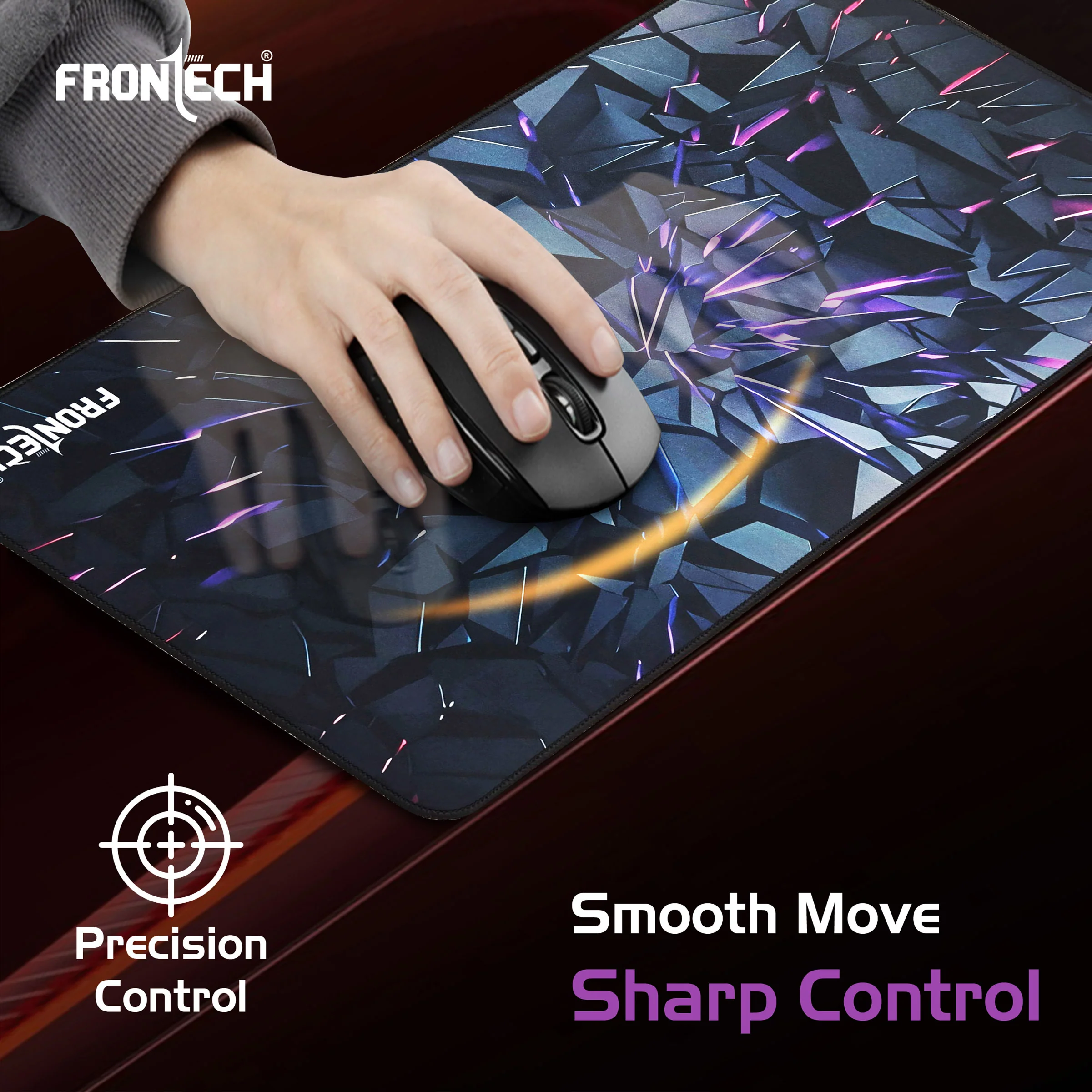 Frontech Premium Extended Gaming Mouse Pad | Anti-Slip Rubber Base | Water & Spill Resistant | Stitched Edges | Ultra-Smooth Surface for Gaming & Office (Black/Red) MSP-0060 - Image 3