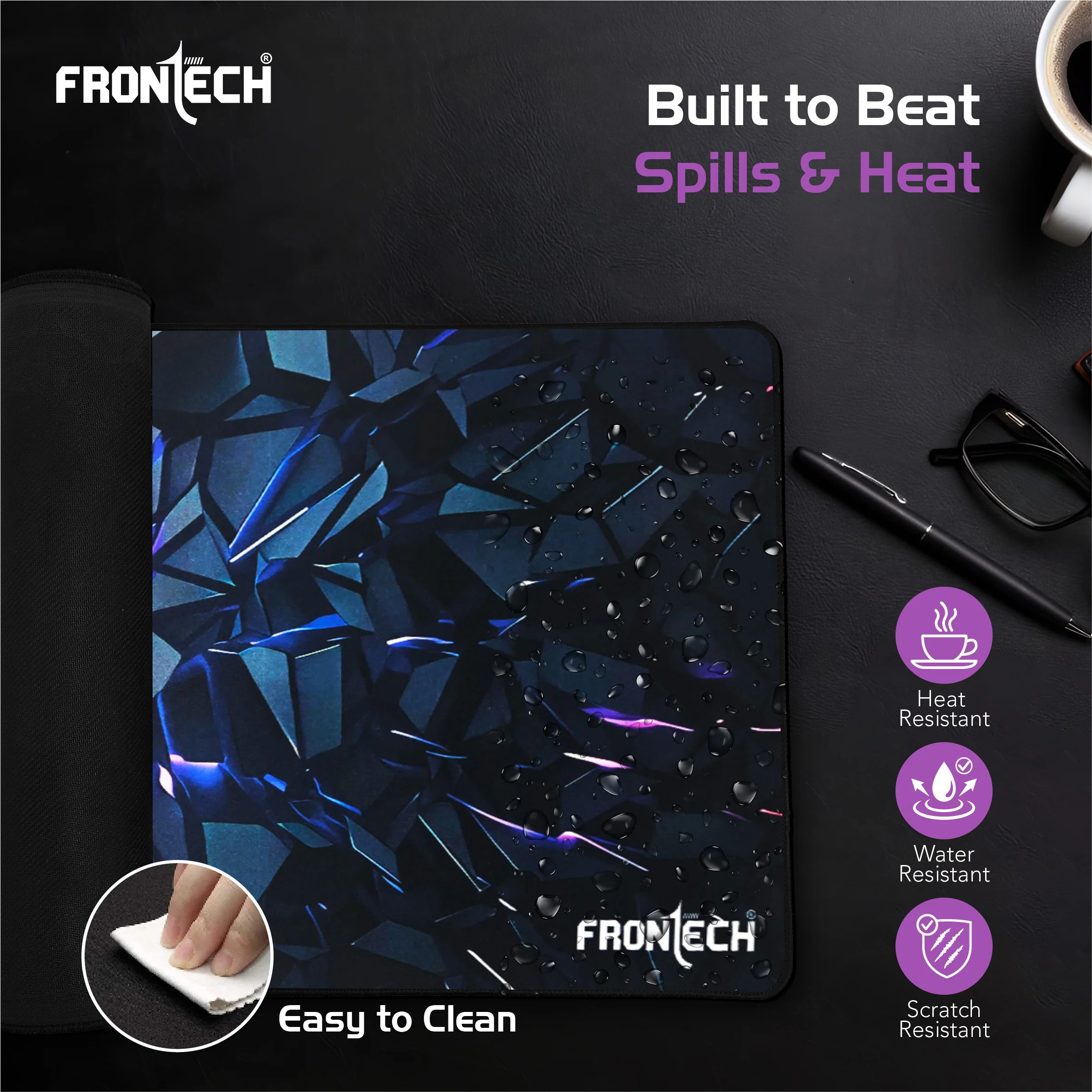 Frontech Premium Extended Gaming Mouse Pad | Anti-Slip Rubber Base | Water & Spill Resistant | Stitched Edges | Ultra-Smooth Surface for Gaming & Office (Black/Red) MSP-0060 - Image 6