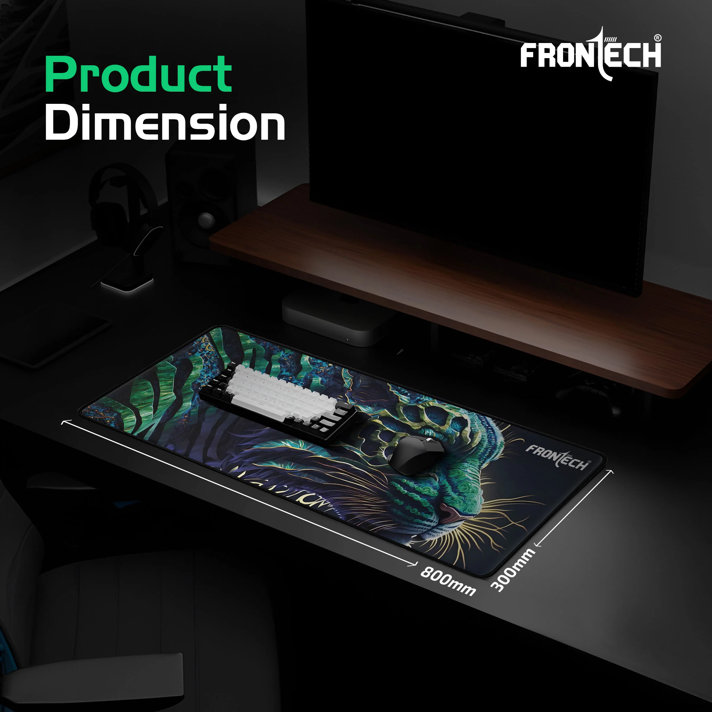 Frontech Premium Extended Gaming Mouse Pad | Anti-Slip Rubber Base | Water & Spill Resistant | Stitched Edges | Ultra-Smooth Surface for Gaming & Office (Green) MSP-0060A - Image 7
