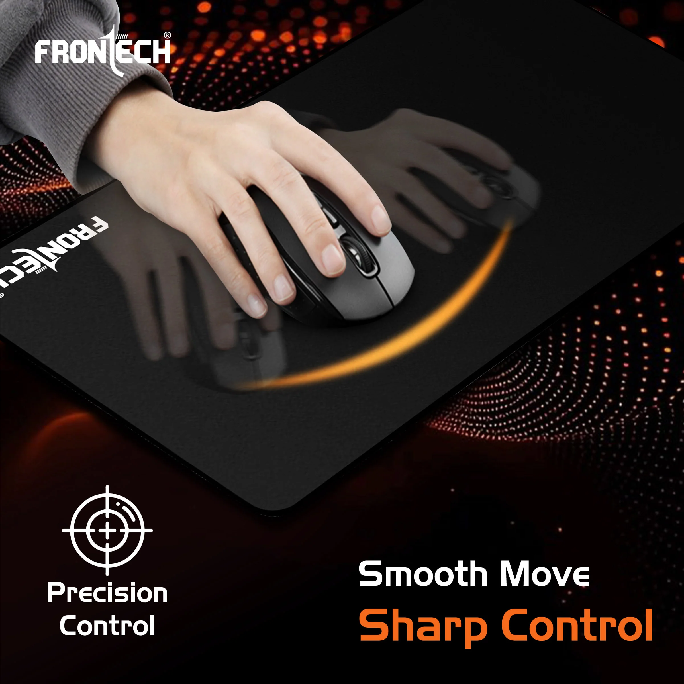 Frontech Premium Gaming Mouse Pad | Extended Desk Mousepad with Anti-Slip Rubber Base, Stitched Edges | Water & Heat Resistant | Smooth & Precise Control | Black (MSP-0059A) - Image 3