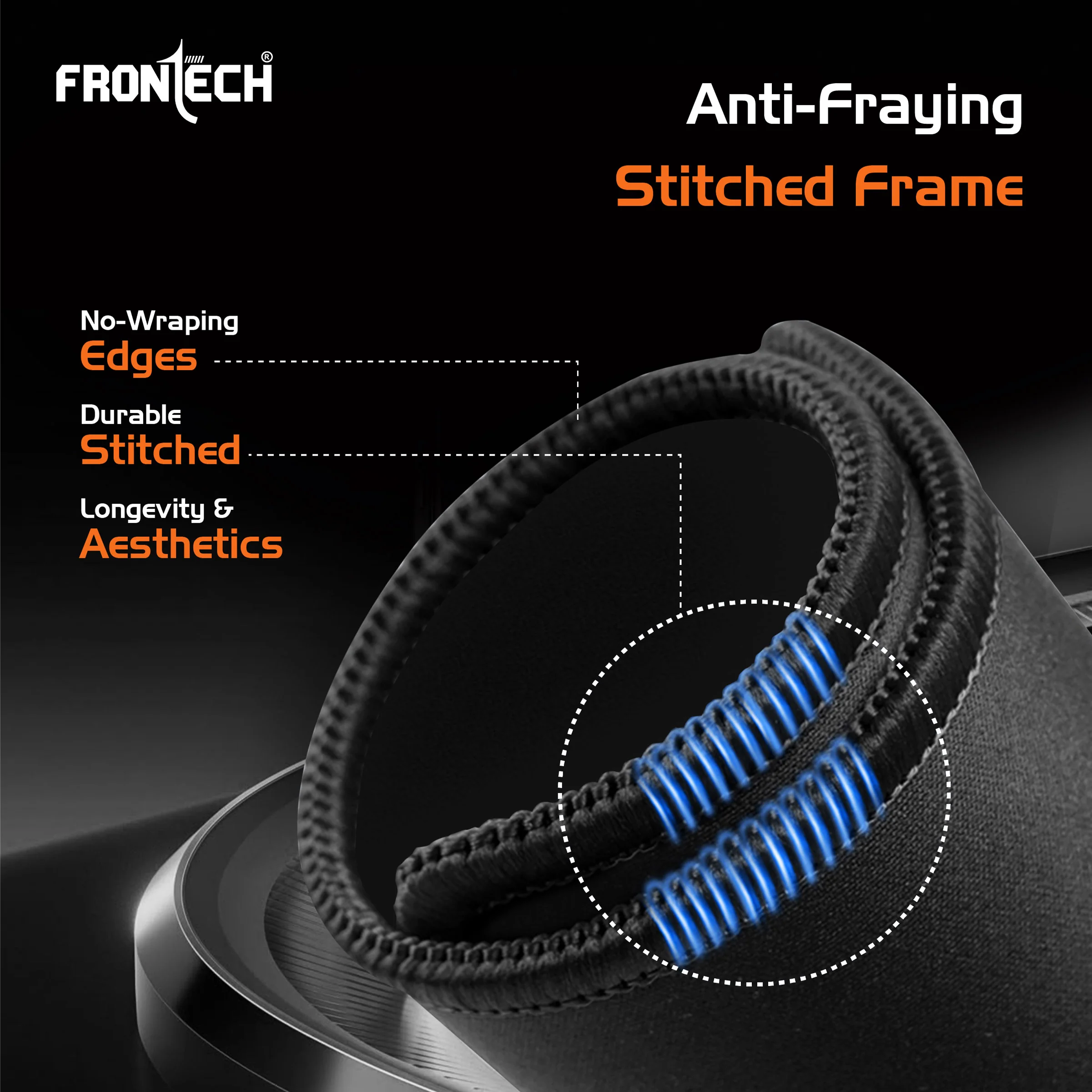 Frontech Premium Gaming Mouse Pad | Extended Desk Mousepad with Anti-Slip Rubber Base, Stitched Edges | Water & Heat Resistant | Smooth & Precise Control | Black (MSP-0059A) - Image 4