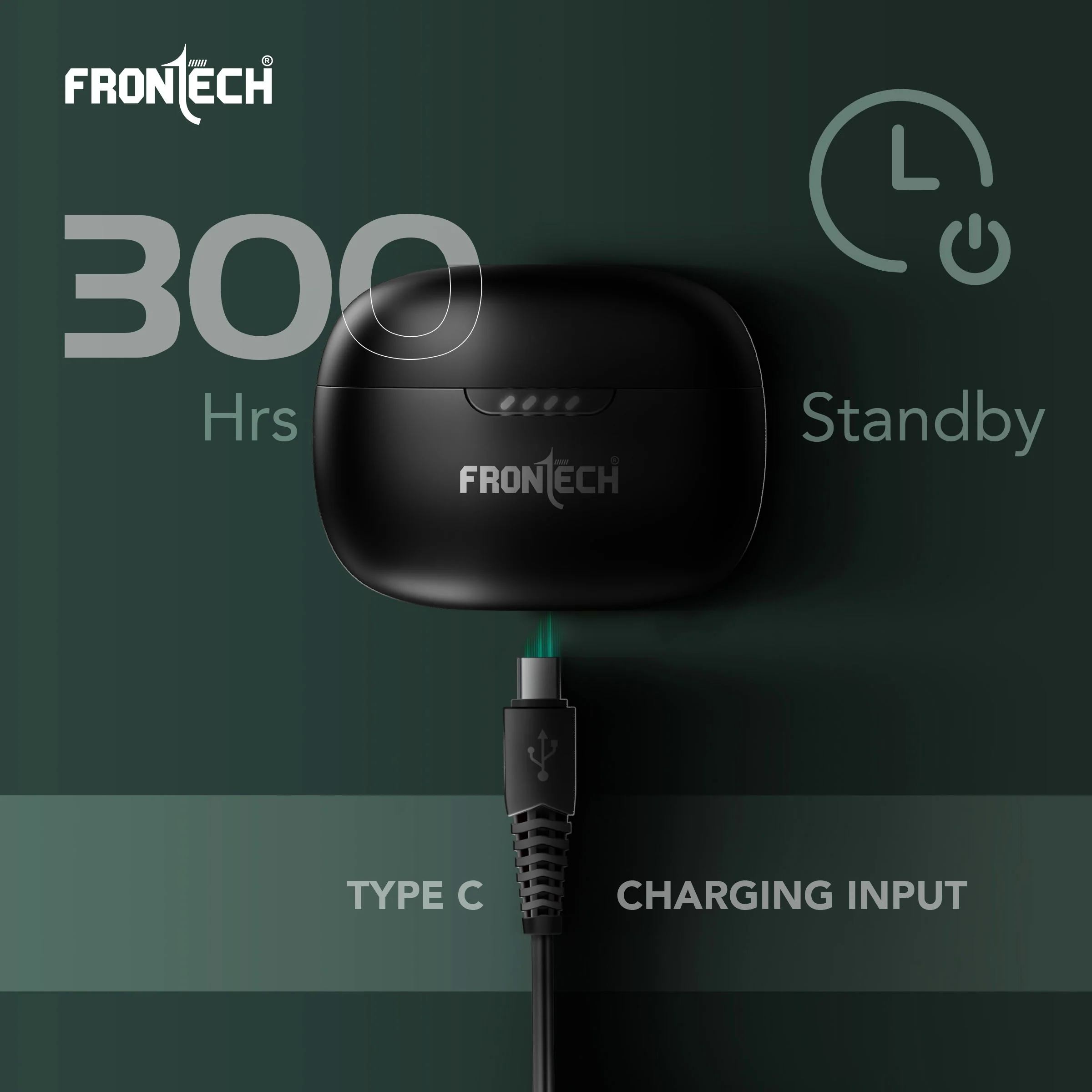 Frontech Sonorix Earphones | TWS | 35 Hrs Playback | Powerful Bass | BT 5.0 | Touch Control | 300 hours standby | Type-C Charging (EF-0101) - Image 6