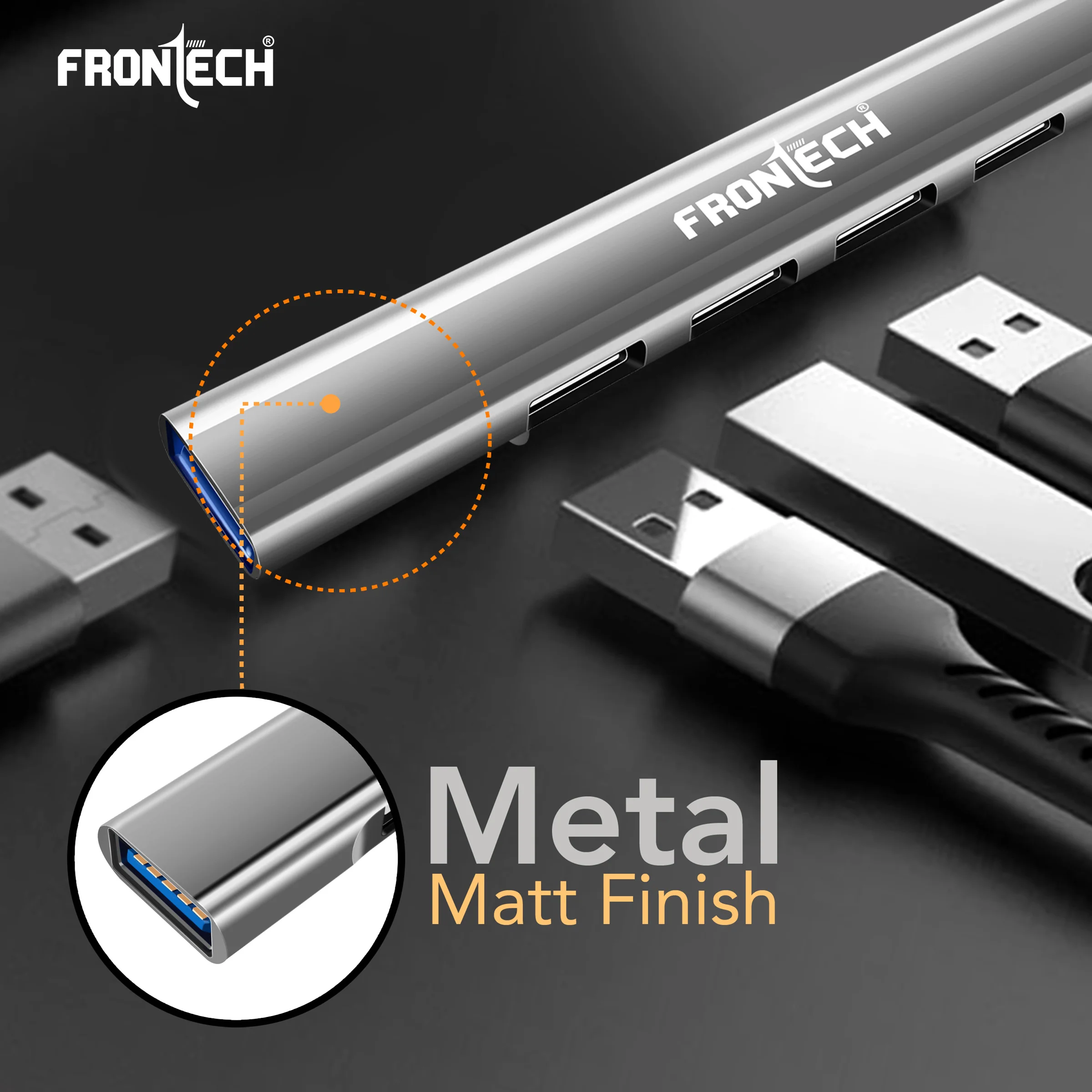 Frontech Type C+A 7 in 1 USB Hub, Upto 5GBPS DataTransfer Speed,Dedicated Card Reader & Micro SD Slot, Universally Compatible with All USB,Speaker,Laptop,Hard Drive,15cm Cable (NC-0043) - Image 6