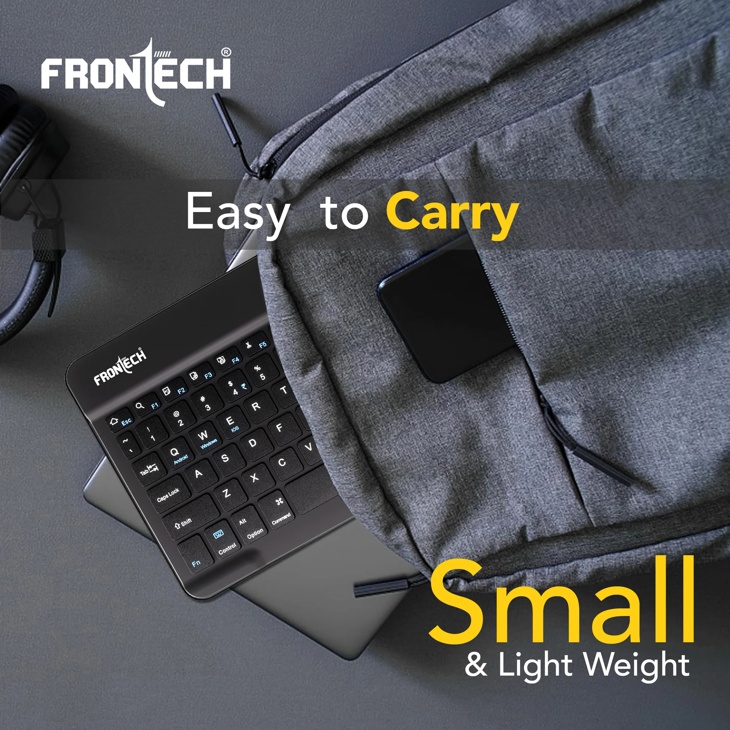 Frontech Wireless Mini Bluetooth Keyboard|78 Standard Keys|120 mAh Rechargeable Battery|1 year warranty - Image 8