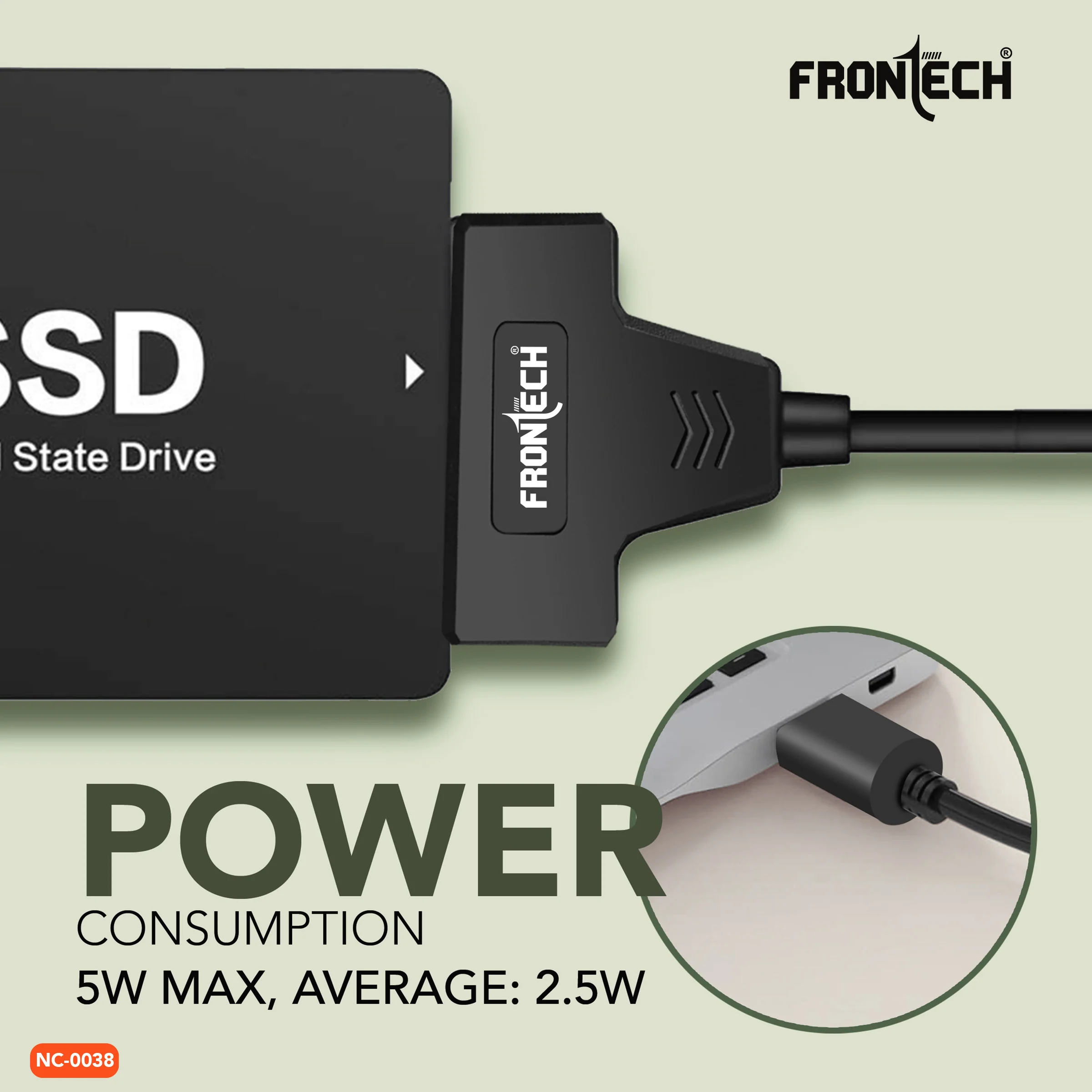 Frontech USB 3.0 to SATA Adapter for 2.5 HDD/SSD with Plug & Play, Durable Material, Super Fast Transfer, Black (NC-0038) - Image 5