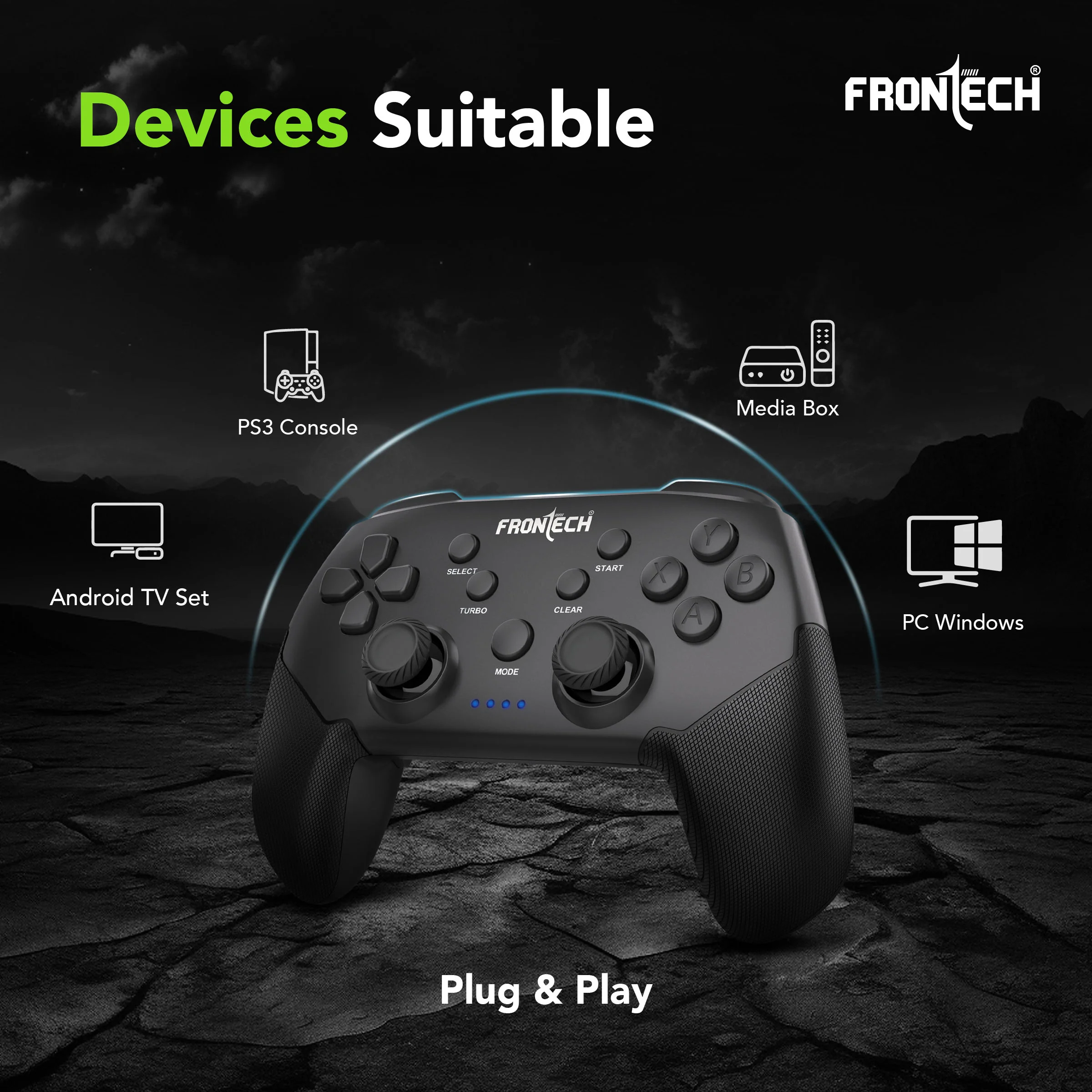 Frontech Vortex Pro Wireless Gaming Pad, Dual Motor Vibration, 2.4G USB, 400mAh Battery, for PC/Windows/PS3/Android TV (GP-0003) - Image 7