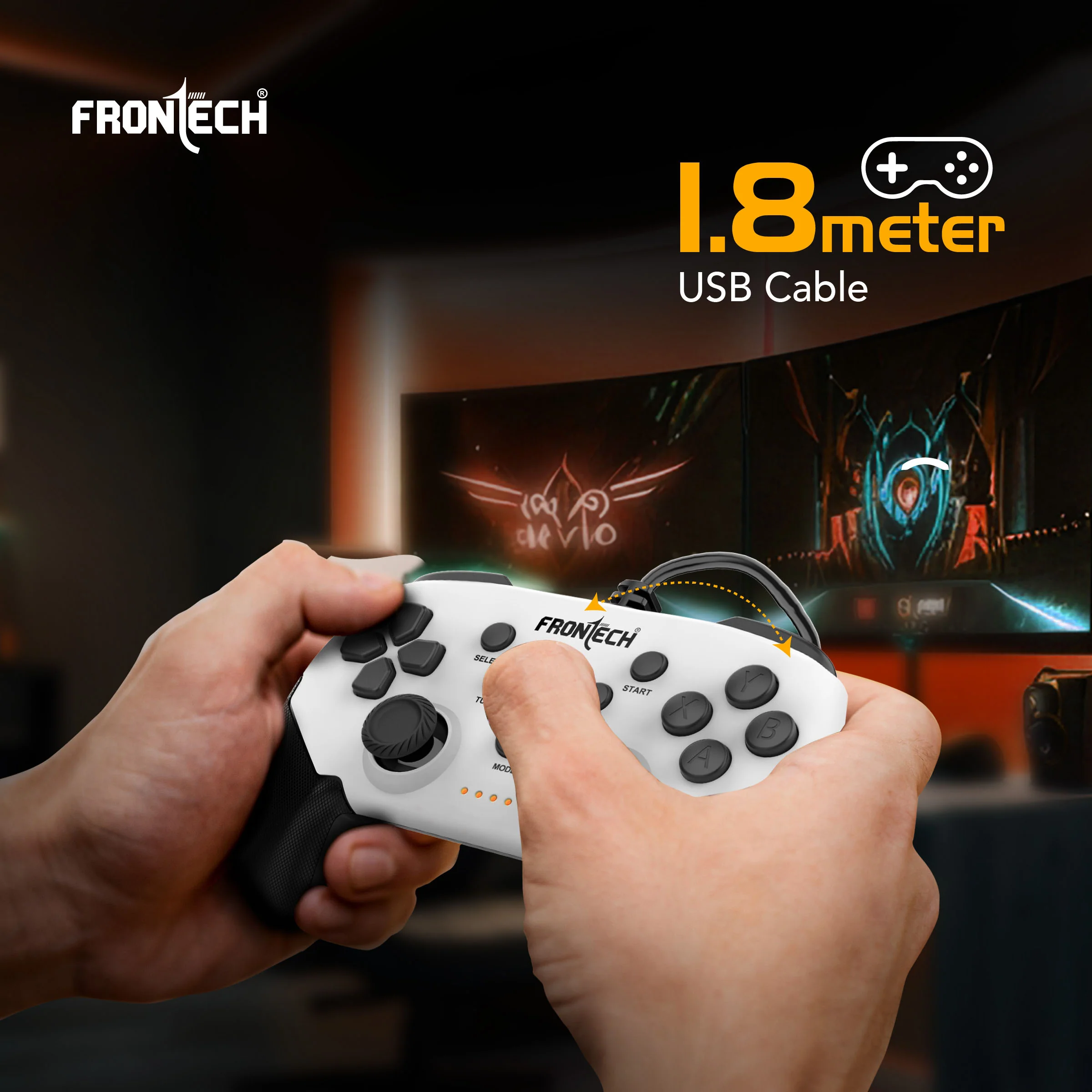 Frontech Vortex Wired Gaming Pad with Dual Vibration Motor, Programmable Macro Buttons, 1.8M USB Cable, for PC Windows/PS3/Android (GP-0012) - Image 4