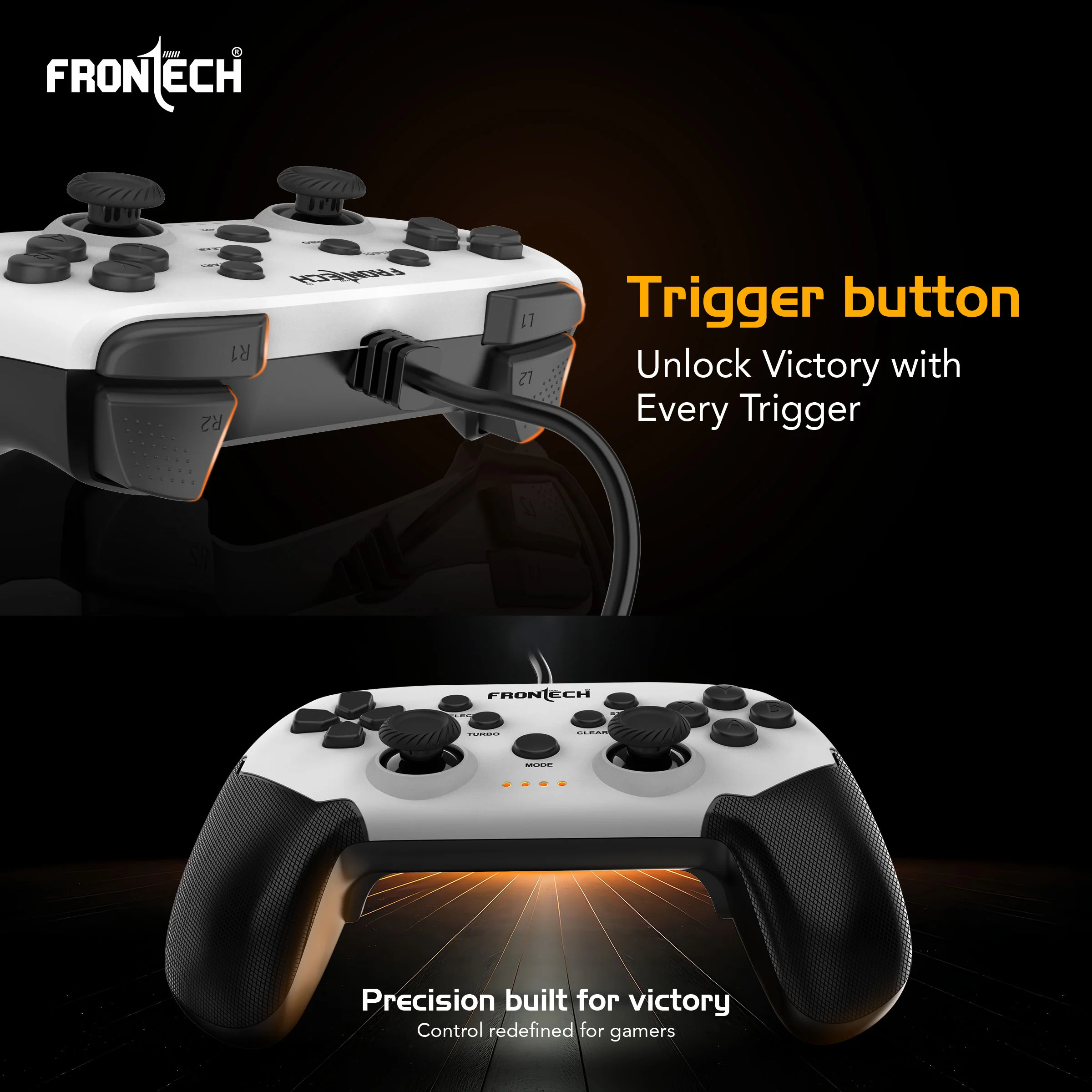 Frontech Vortex Wired Gaming Pad with Dual Vibration Motor, Programmable Macro Buttons, 1.8M USB Cable, for PC Windows/PS3/Android (GP-0012) - Image 5
