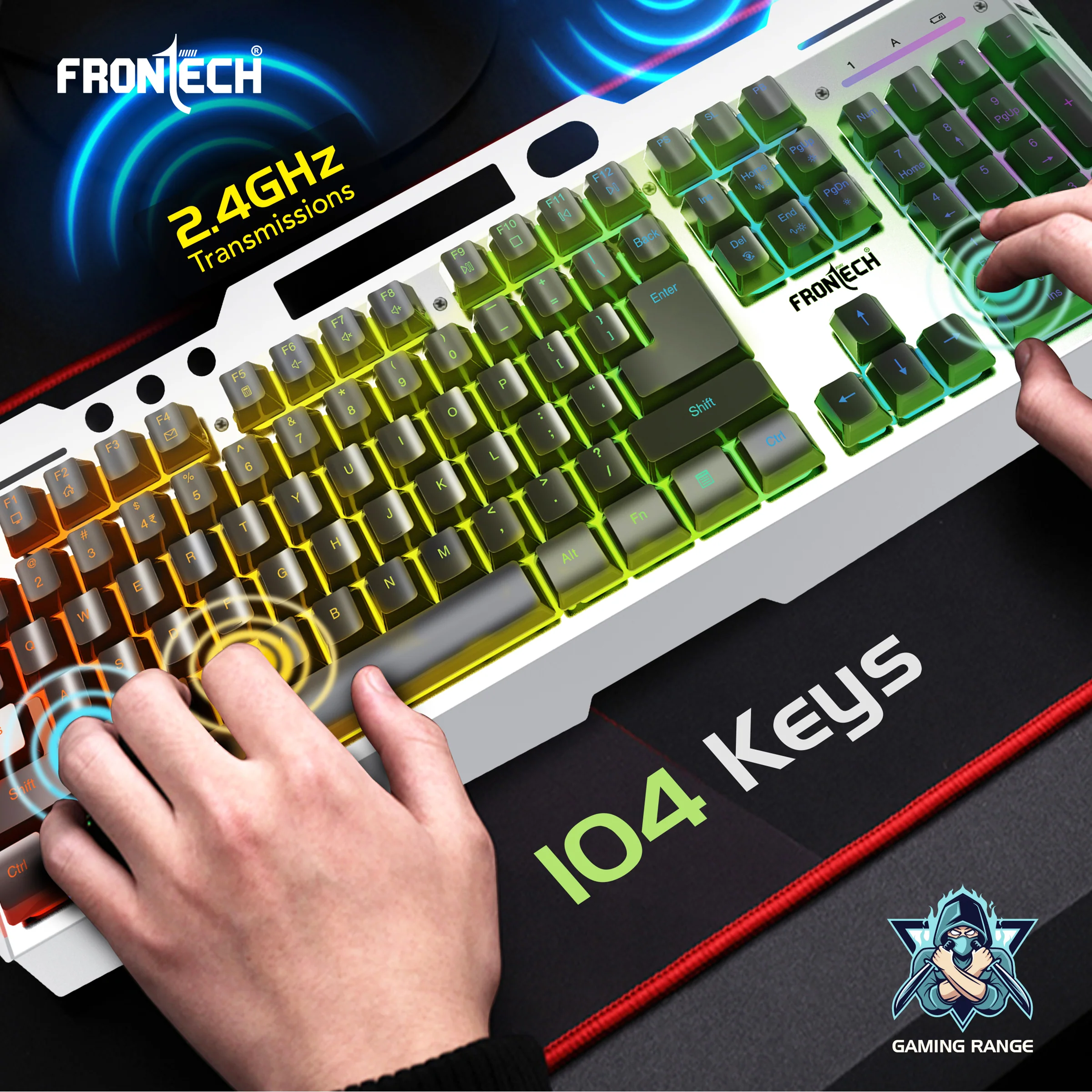 Frontech Wireless Gaming Keyboard & Mouse Combo|104 Keys Layout|2.4GHz|4800 DPI|6 button wireless optical mouse| Rechargeable Battery|1 Year Warranty - Image 6