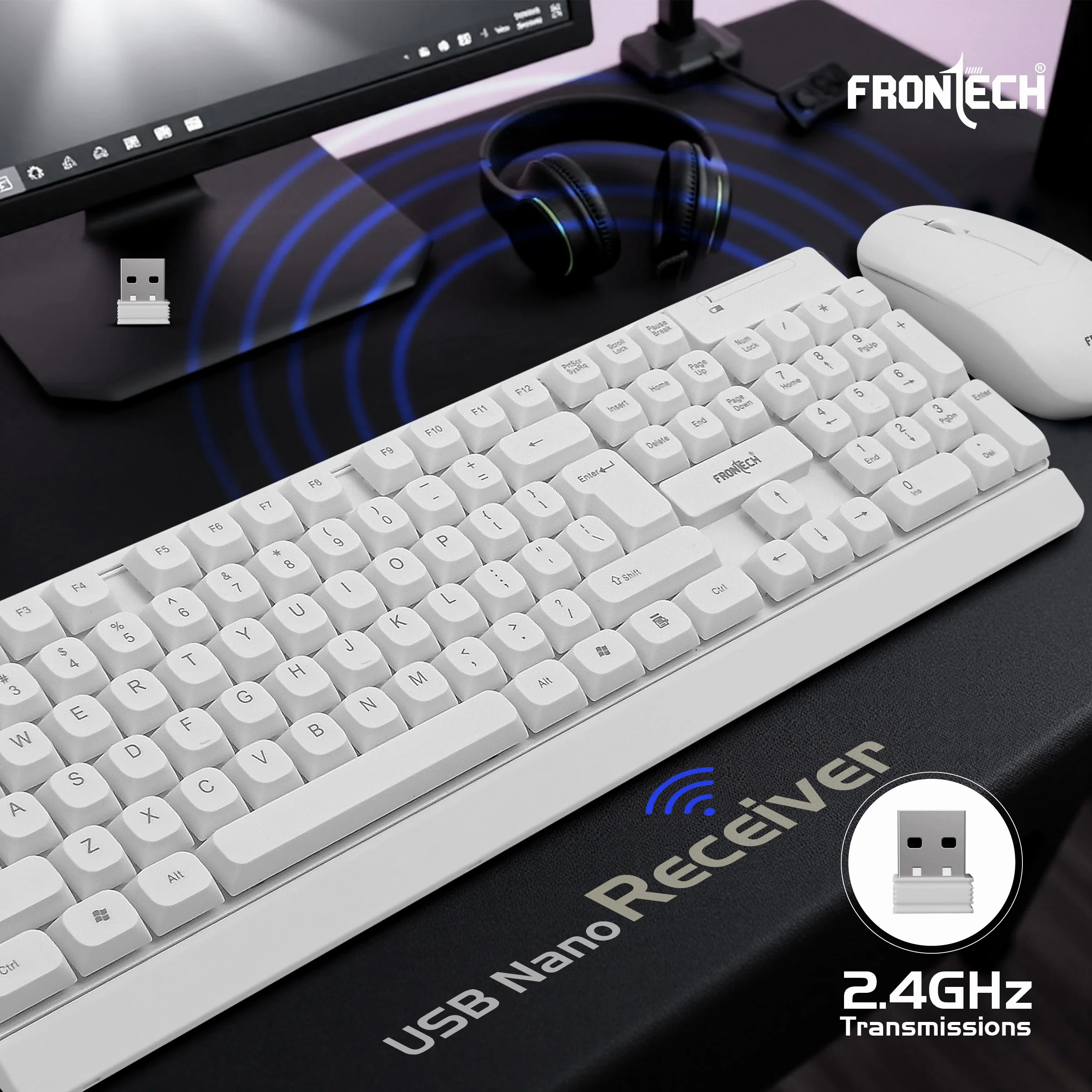 Frontech Wireless Keyboard & Mouse Combo|104 Keys Layout|2.4GHz|1600 DPI|3 button wireless optical mouse|1 Year Warranty - Image 5