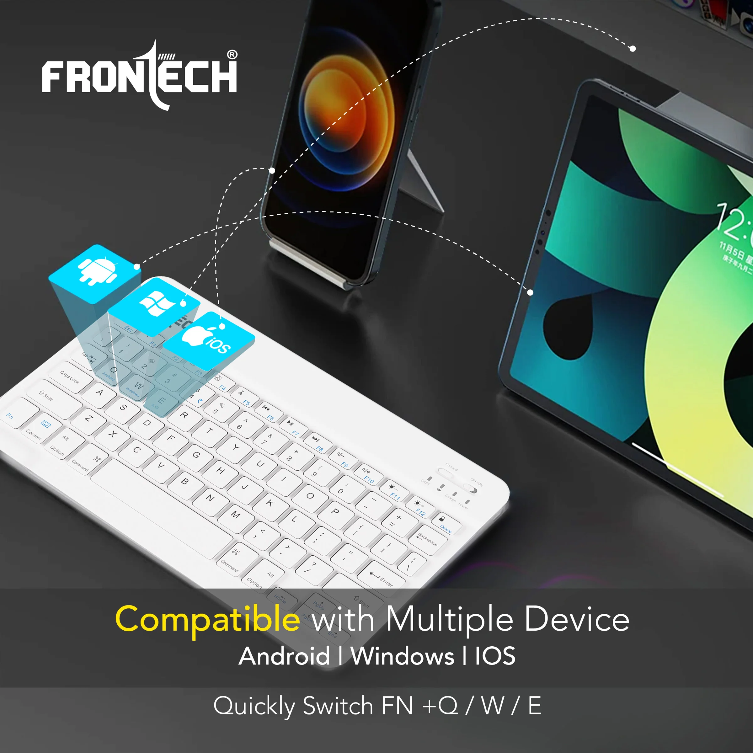 Frontech Wireless Mini Bluetooth Keyboard|78 Standard Keys|120 mAh Rechargeable Battery|1 year warranty - Image 6