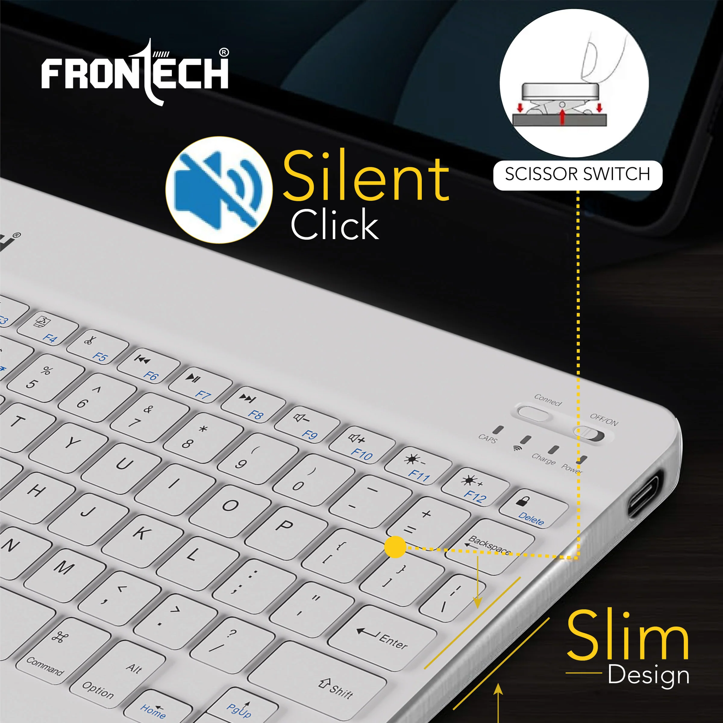 Frontech Wireless Mini Bluetooth Keyboard|78 Standard Keys|120 mAh Rechargeable Battery|1 year warranty - Image 7