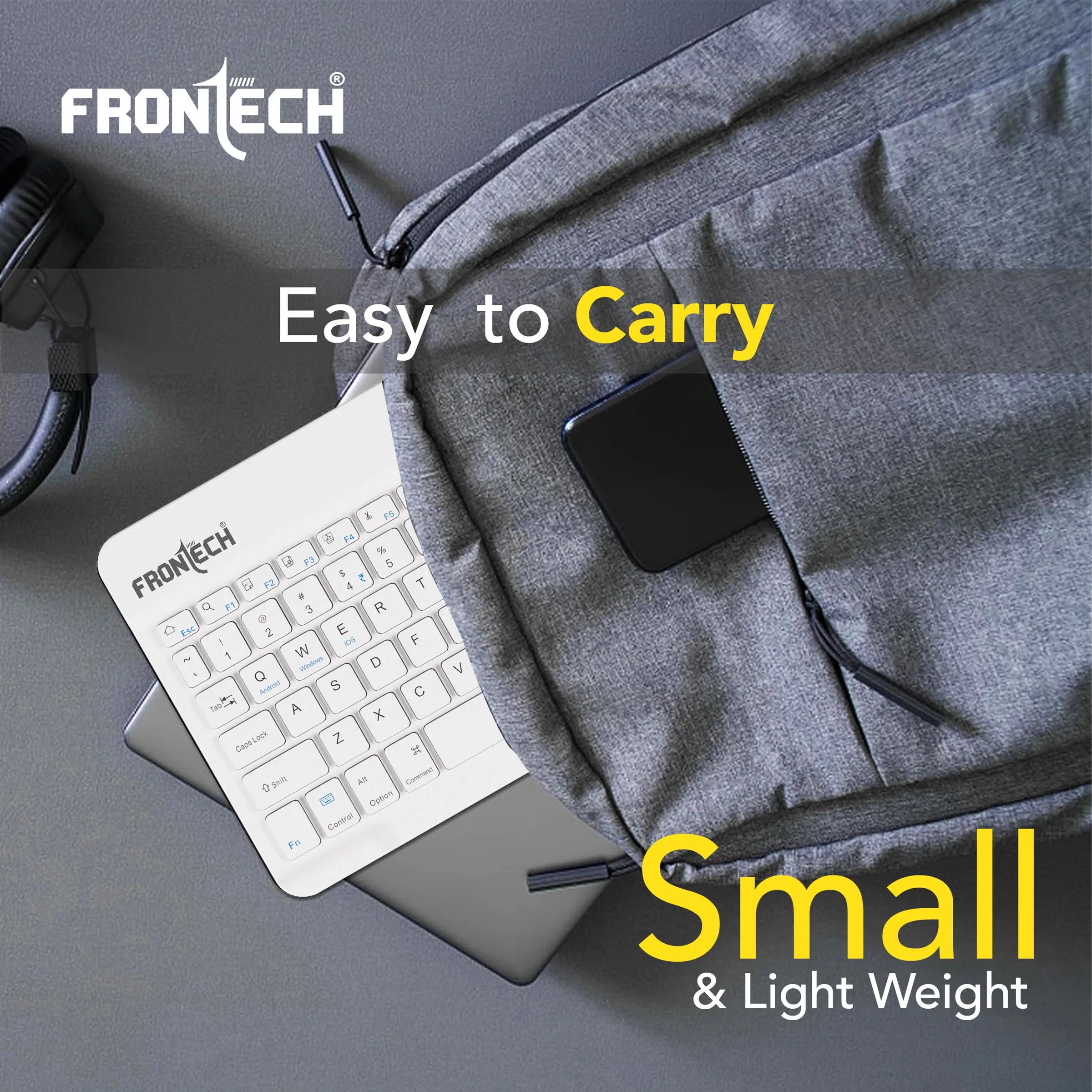 Frontech Wireless Mini Bluetooth Keyboard|78 Standard Keys|120 mAh Rechargeable Battery|1 year warranty - Image 8