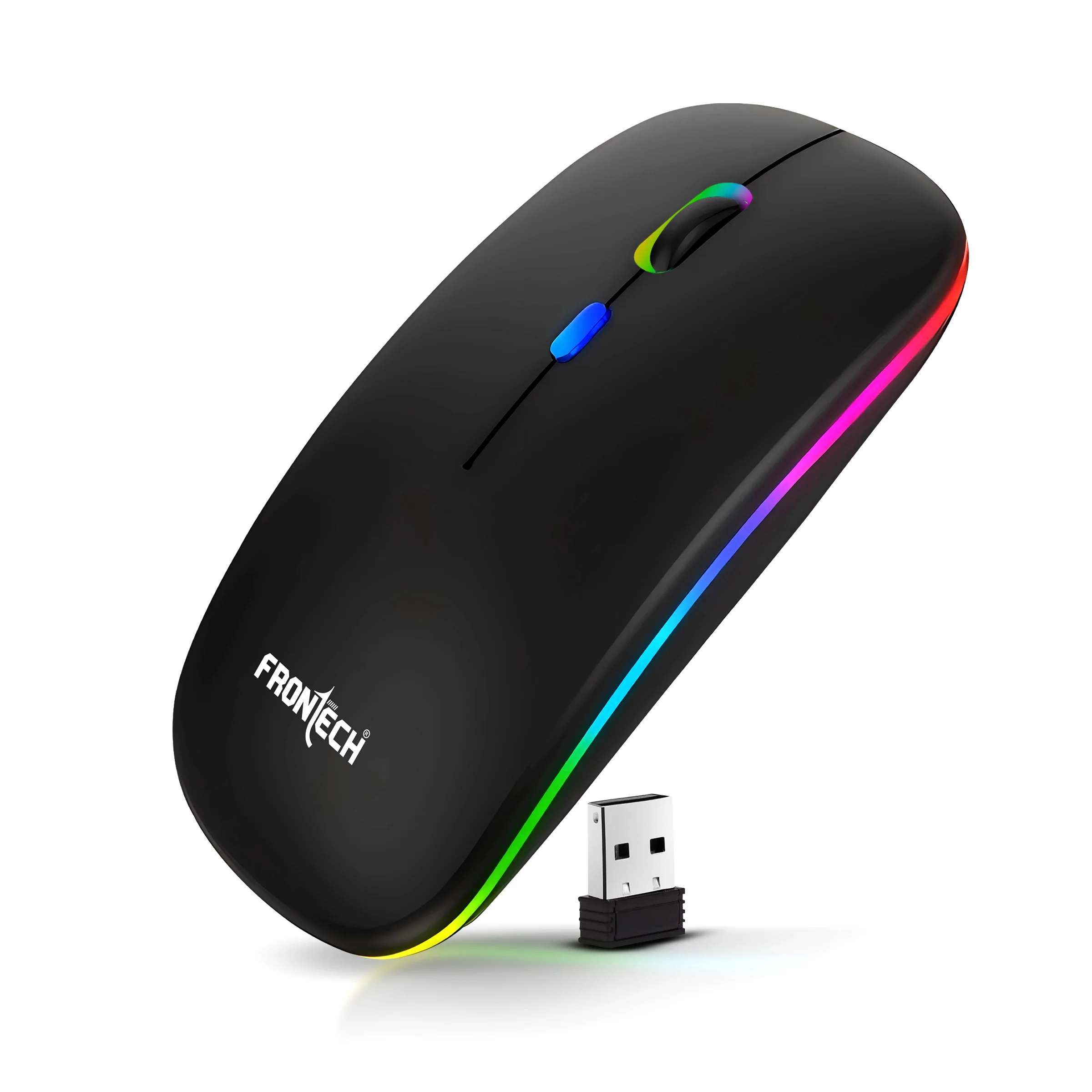 Frontech Wireless Bluetooth RGB Mouse|2.4Ghz|1600 DPI|400mAh Rechargeable Battery|4 Button Mouse|Ergonomic Design|1 Year Warranty