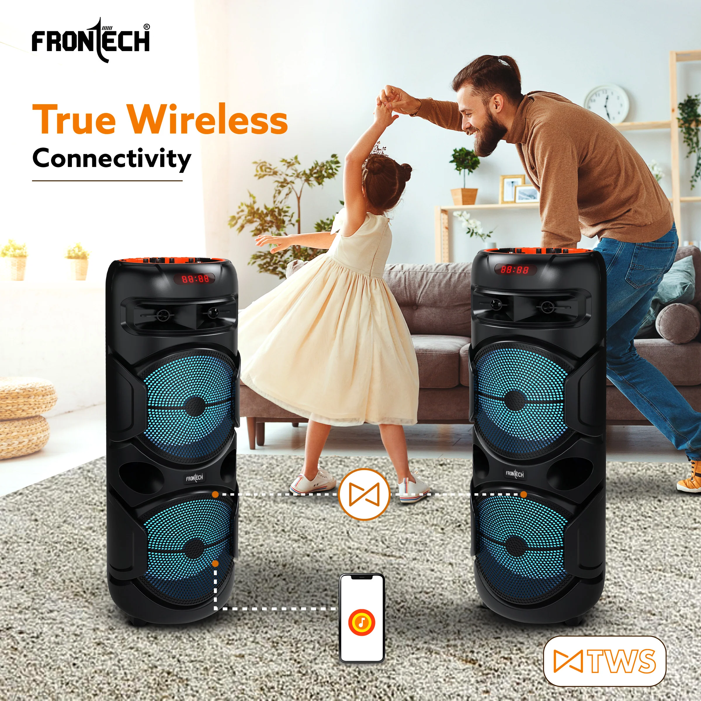 Frontech Spectra TWS Wireless 48W Bluetooth 5.0 Trolley Speaker (SW-0134) - Image 2
