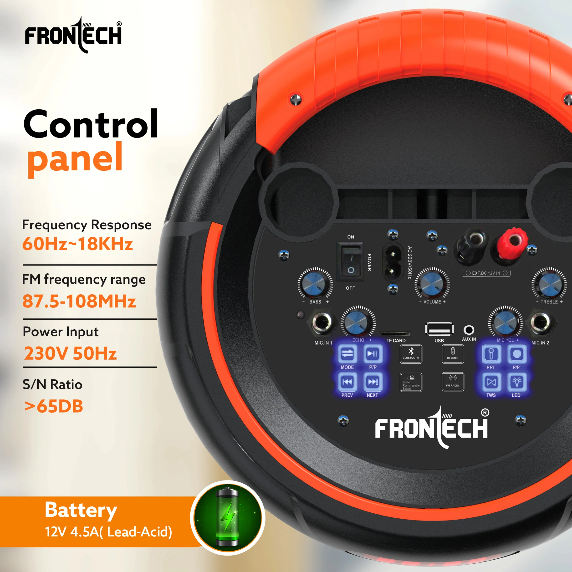 Frontech Spectra TWS Wireless 48W Bluetooth 5.0 Trolley Speaker (SW-0134) - Image 5