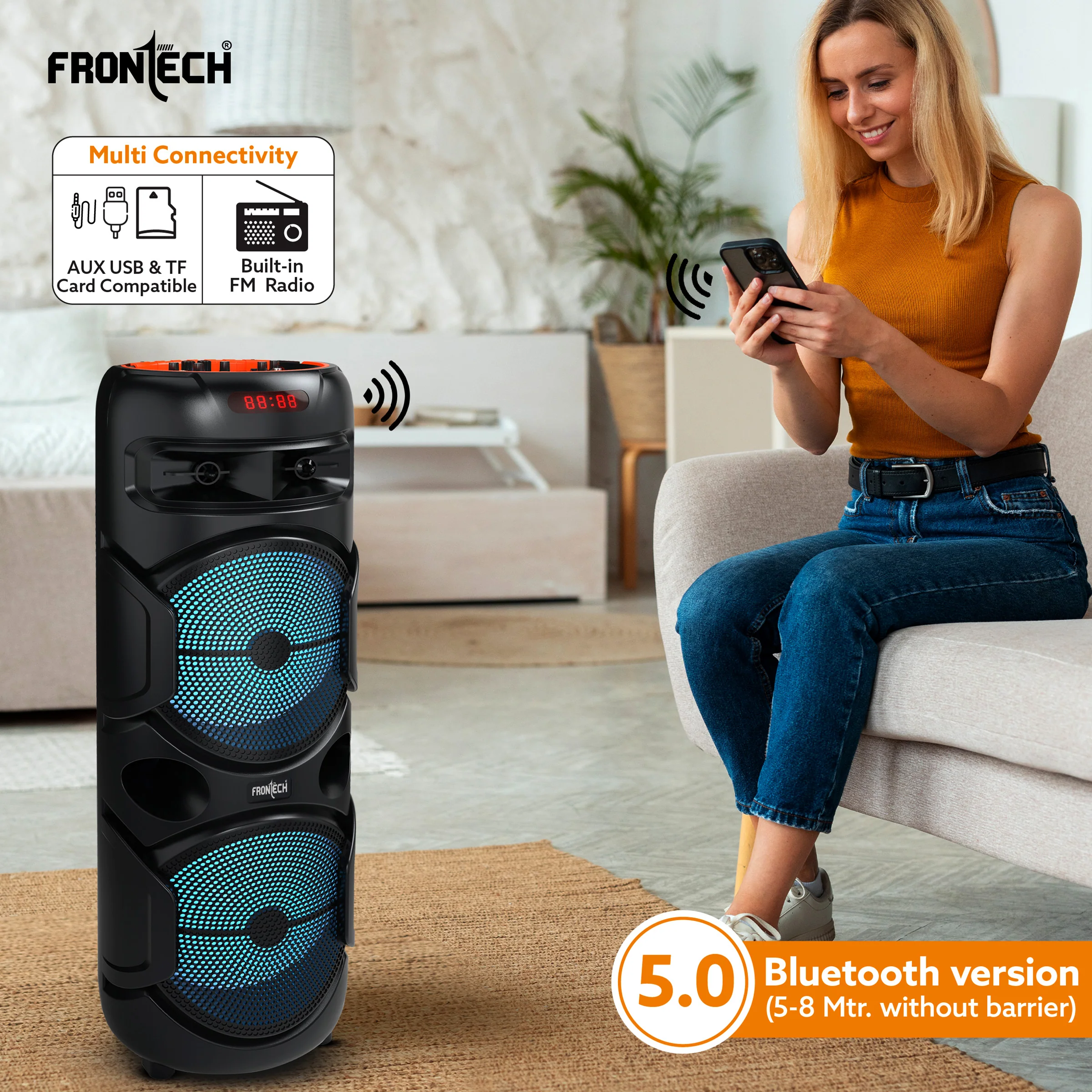 Frontech Spectra TWS Wireless 48W Bluetooth 5.0 Trolley Speaker (SW-0134) - Image 6