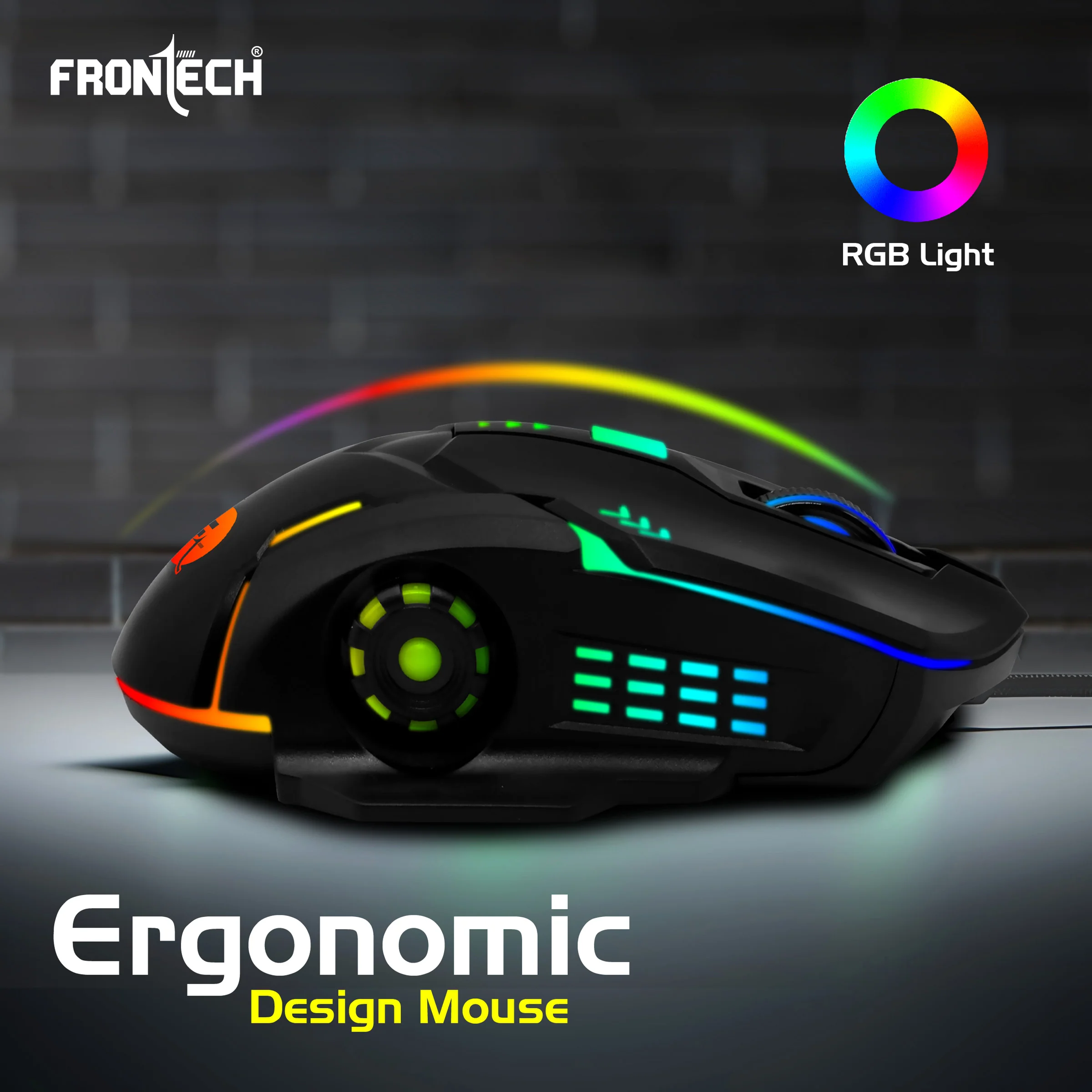 Frontech Wired RGB Backlight Gaming Keyboard & Optical Mouse Combo|104 Key Layout|USB Plug & Play|1.4m  Cable|800-1600 DPI|6 Button Mouse|1.4m Cable|1 Year Warranty - Image 6