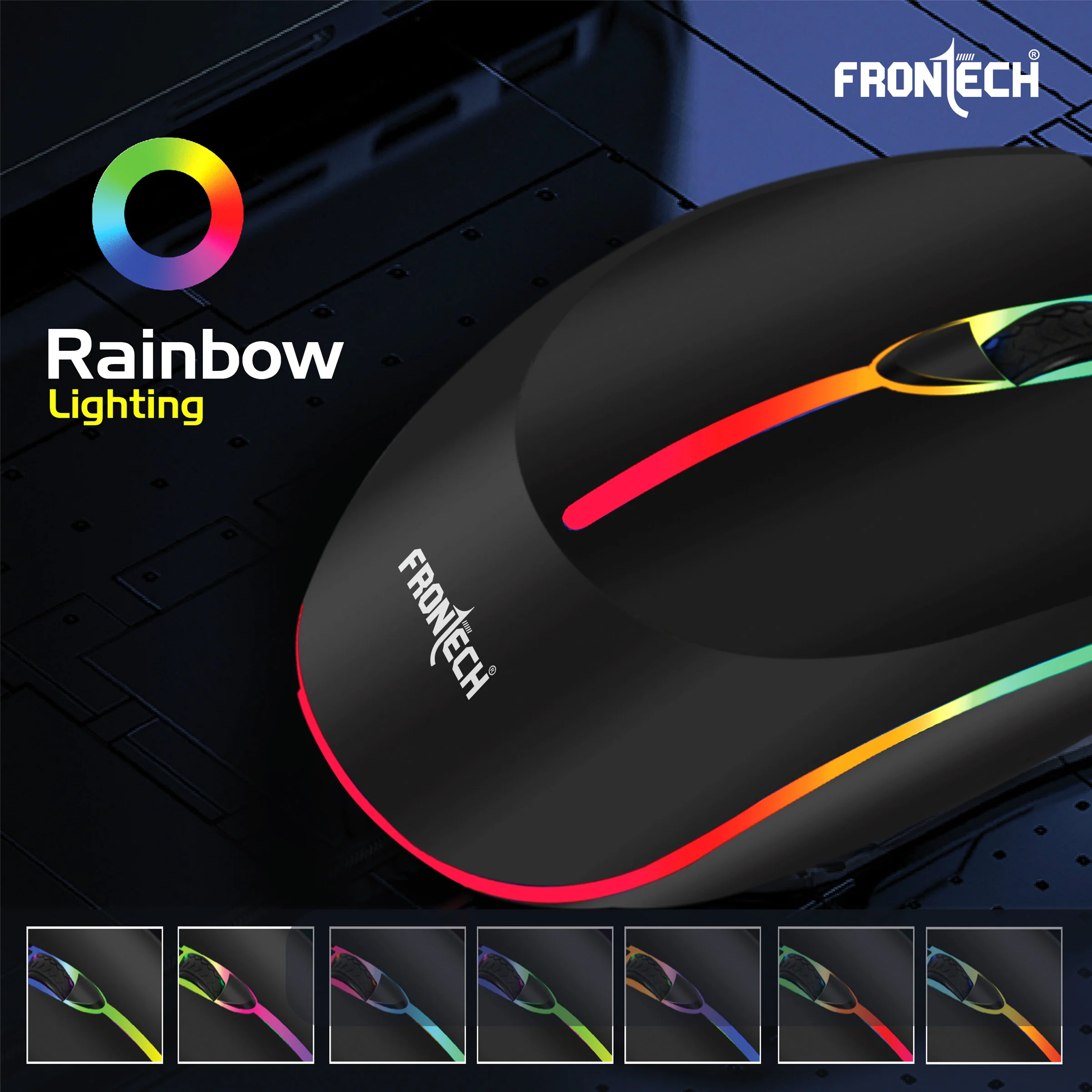 Frontech Wired Optical Mouse|USB Plug & Play|1.2m Cable|1200 DPI|3 Button Mouse|Ergonomic Design|1 Year Warranty - Image 6